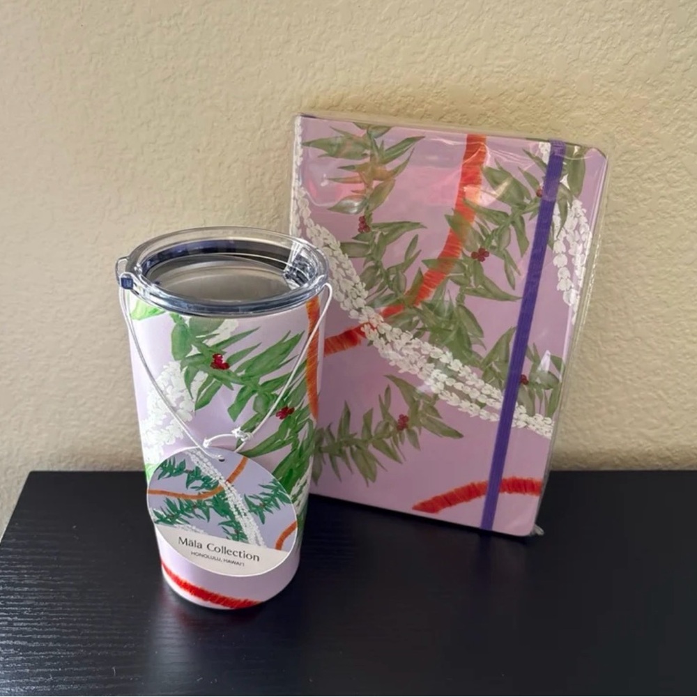 Soha Living Tumbler & Journal Set - Purple and Green Floral Tumbler and Notebook